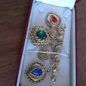 Colorful 3 Different Rhinestone Broche--Gift Boxed